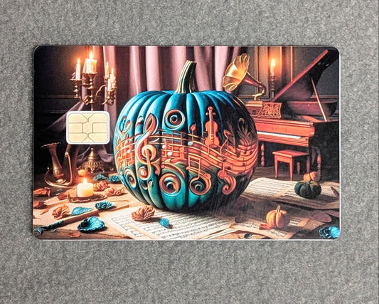 Musical Pumpkin Card Protector Sticker, Overlay, Decorative Only