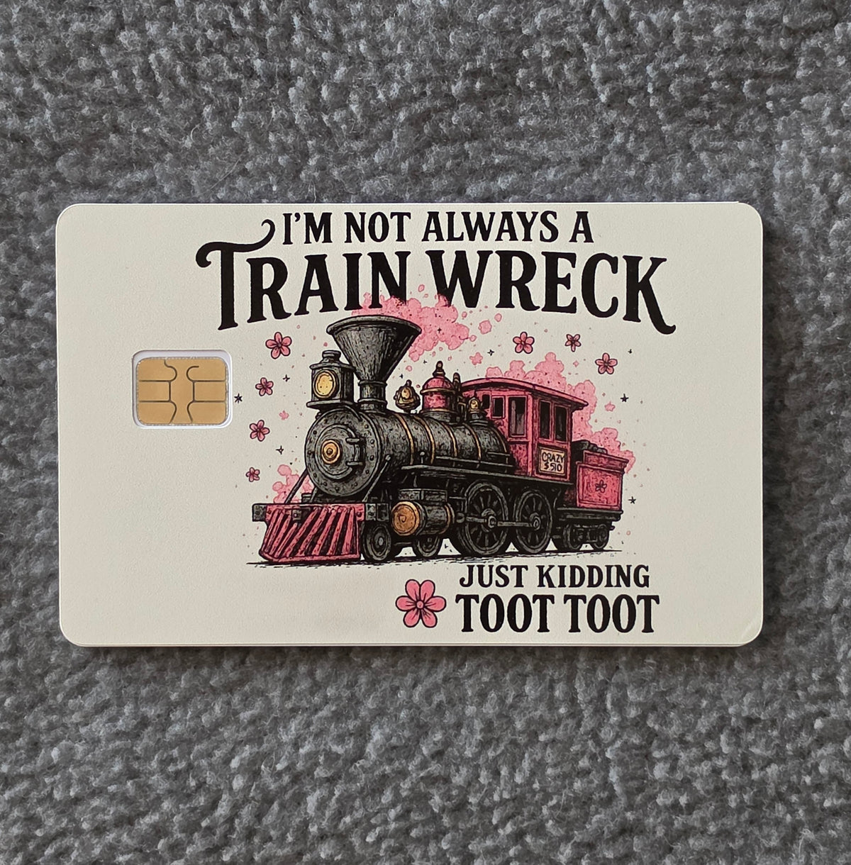 Train Wreck Card Protector Sticker, Overlay, Decorative Only