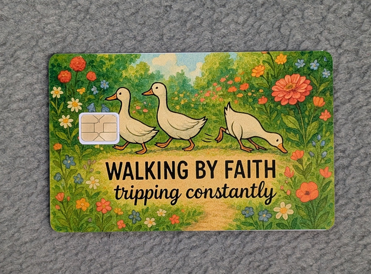 Tripping funny Card Protector Sticker, Overlay, Decorative Only