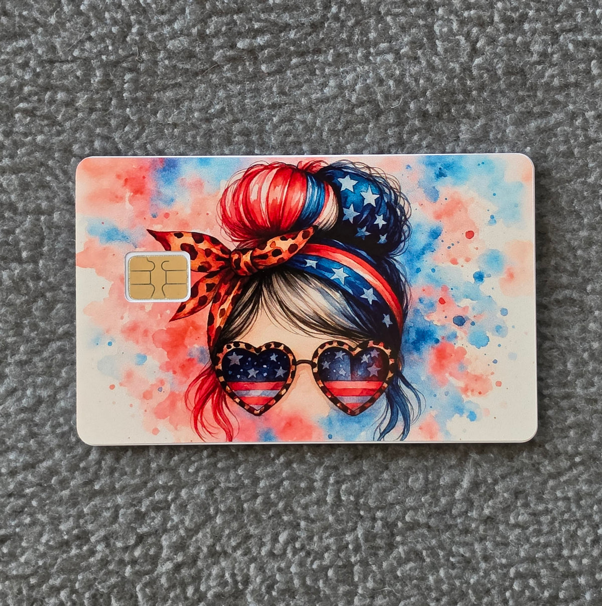 American Girly Card Protector Sticker, Overlay, Decorative Only