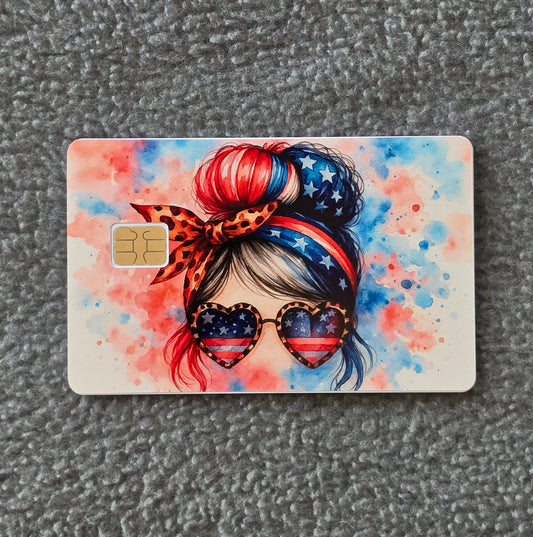American Girly Card Protector Sticker, Overlay, Decorative Only