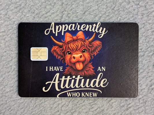 Attitude funny Card Protector Sticker, Overlay, Decorative Only