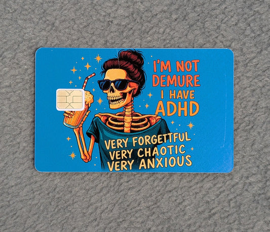 Demure funny Card Protector Sticker, Overlay, Decorative Only