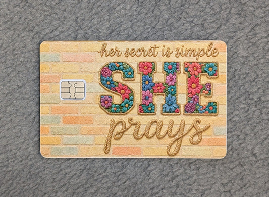 She Prays Card Protector Sticker, Overlay, Decorative Only