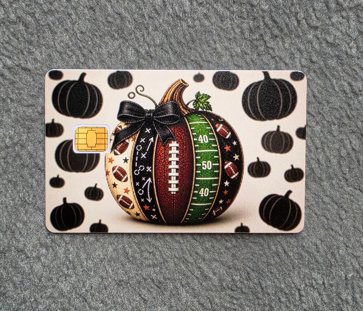 Fall, Football Pumpkin Card Protector Sticker, Overlay, Decorative Only