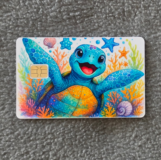Happy Turtle Card Protector Sticker, Overlay, Decorative Only