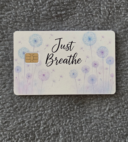 Just Breathe Card Protector Sticker, Overlay, Decorative Only