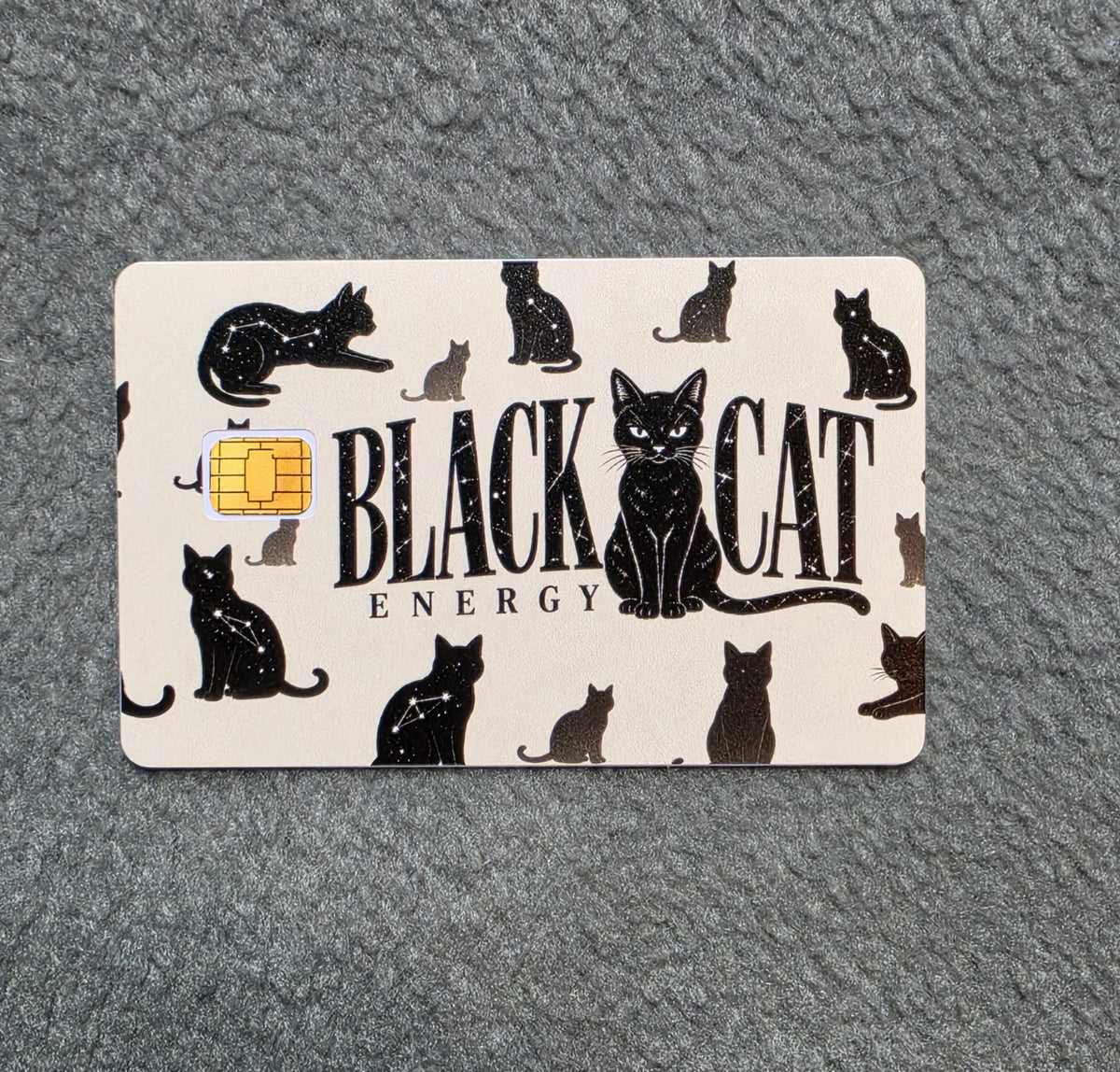 Black Cat Energy Card Protector Sticker, Overlay, Decorative Only