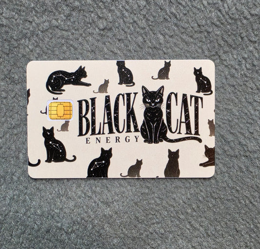 Black Cat Energy Card Protector Sticker, Overlay, Decorative Only