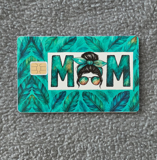 Feather Mom Card Protector Sticker, Overlay, Decorative Only