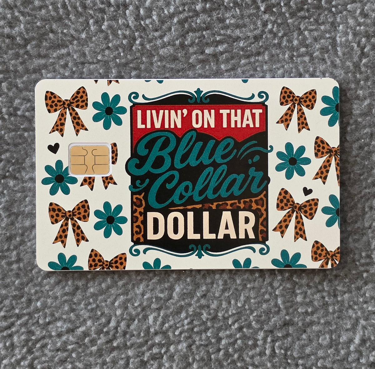 Blue Collar Dollar Card Protector Sticker, Overlay, Decorative Only