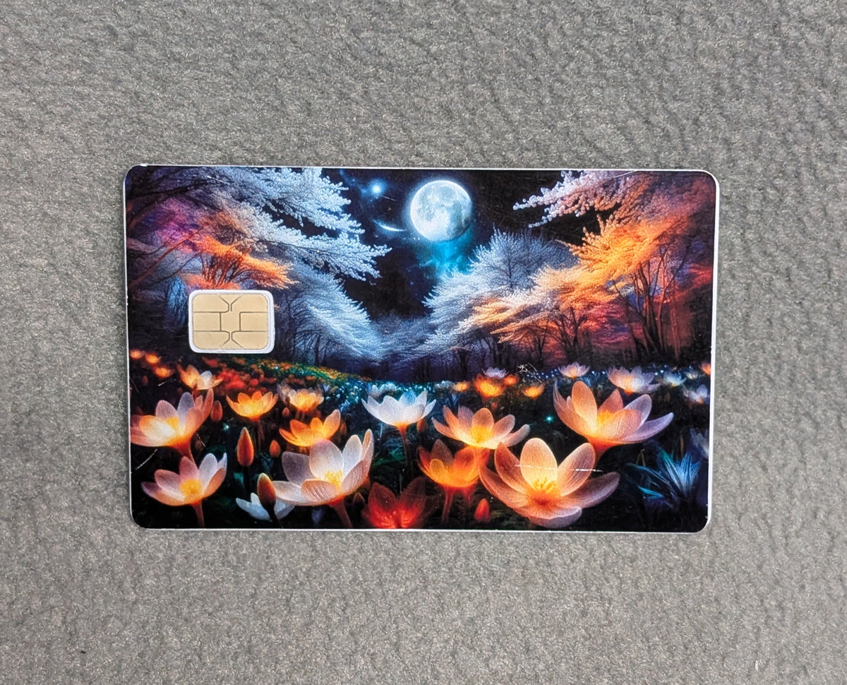 Field of Glowing Flowers Card Protector Sticker, Overlay, Decorative Only
