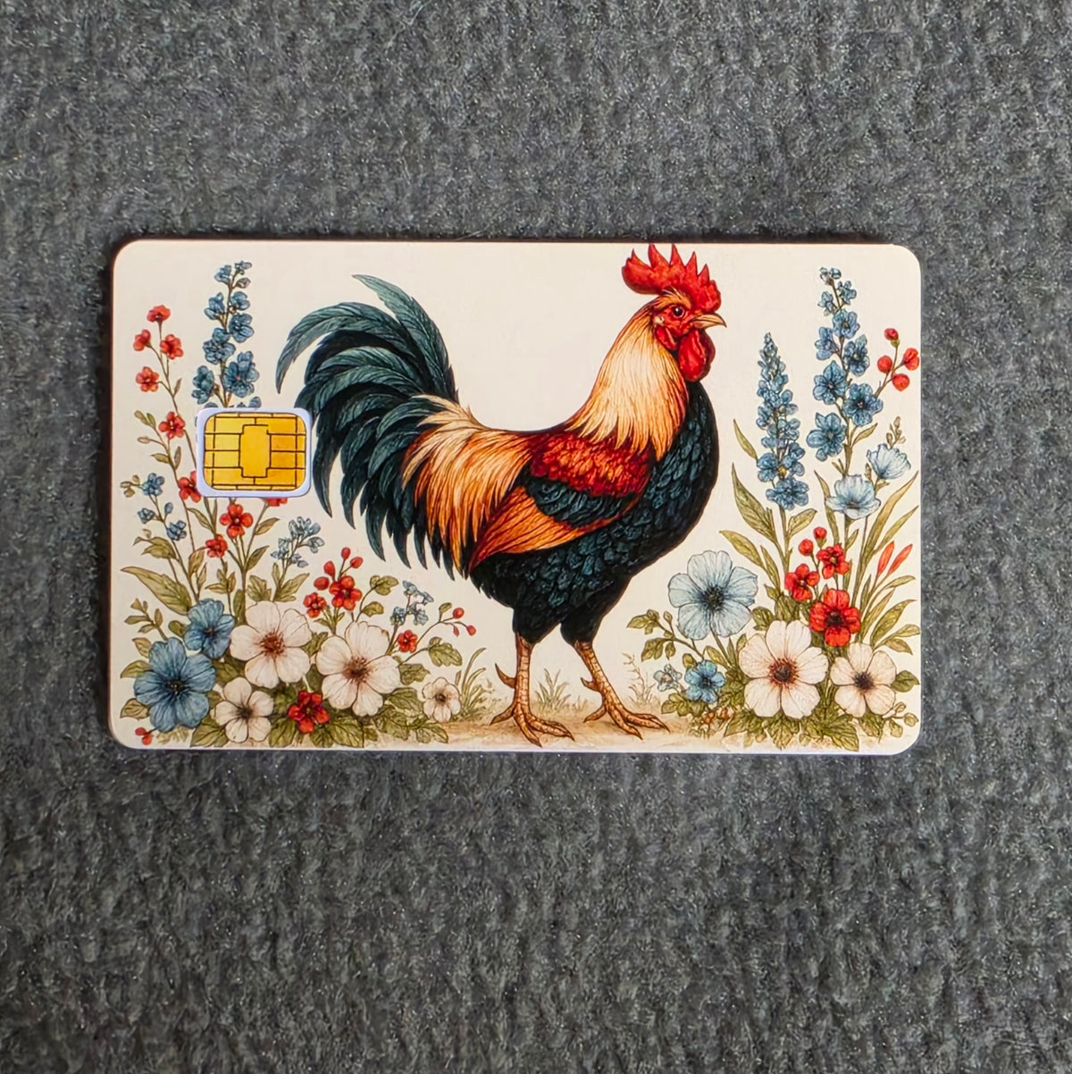 Rooster Card Protector Sticker, Overlay, Decorative Only