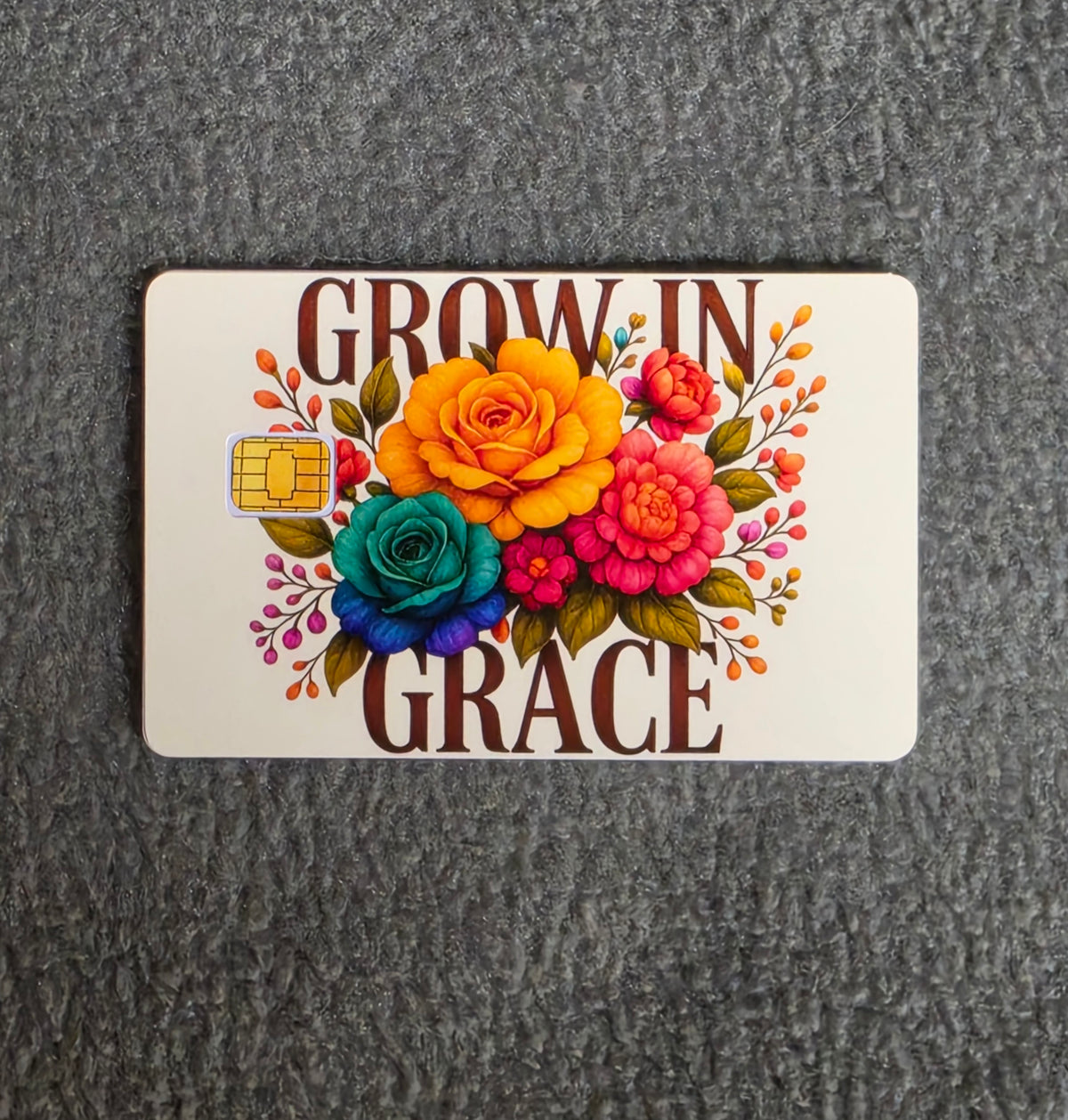 Grow in Grace Card Protector Sticker, Overlay, Decorative Only