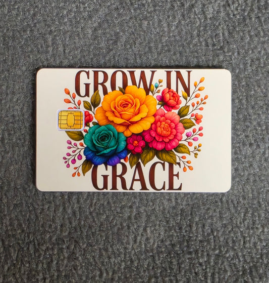 Grow in Grace Card Protector Sticker, Overlay, Decorative Only
