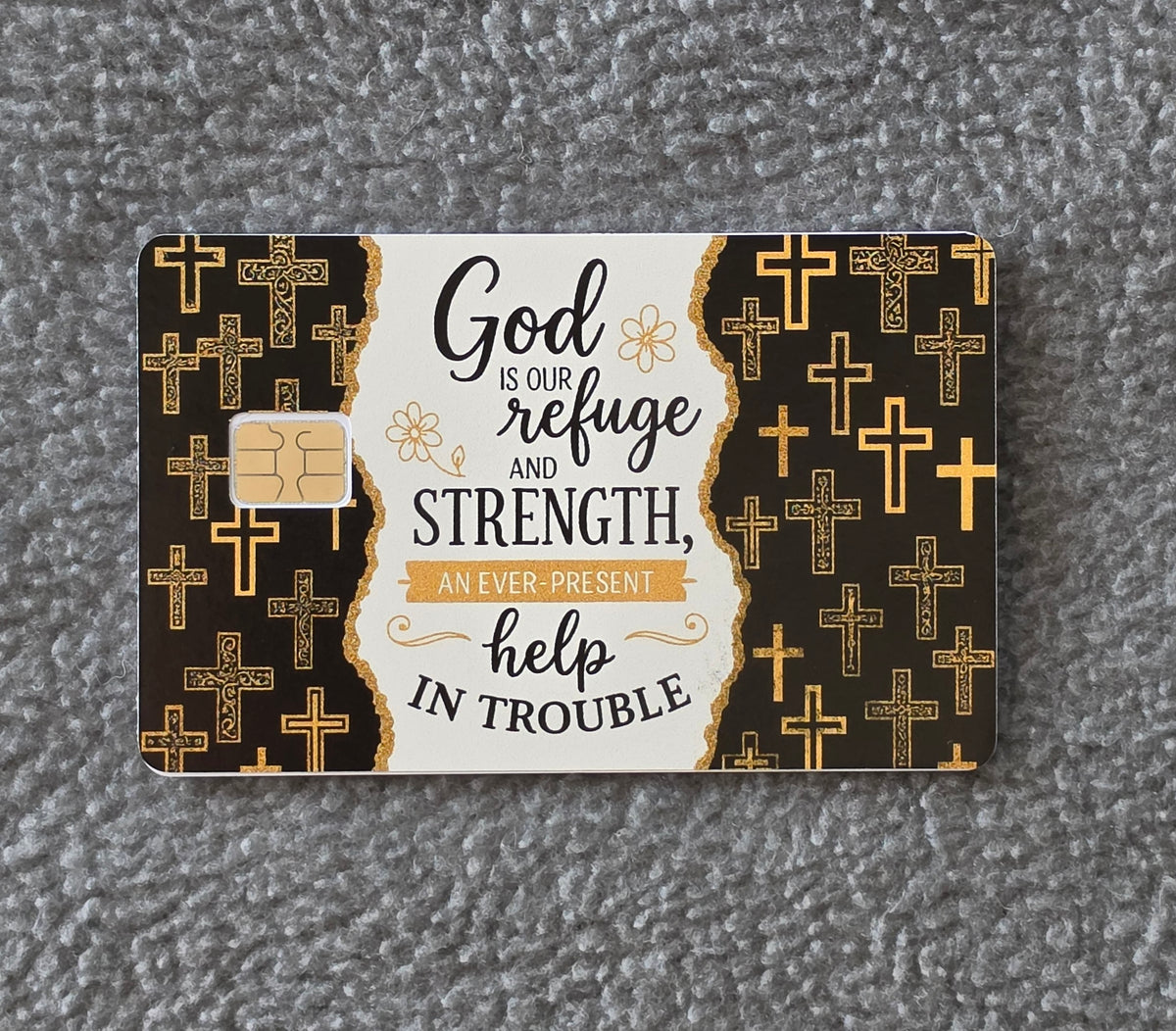 God Give me Strength Card Protector Sticker, Overlay, Decorative Only