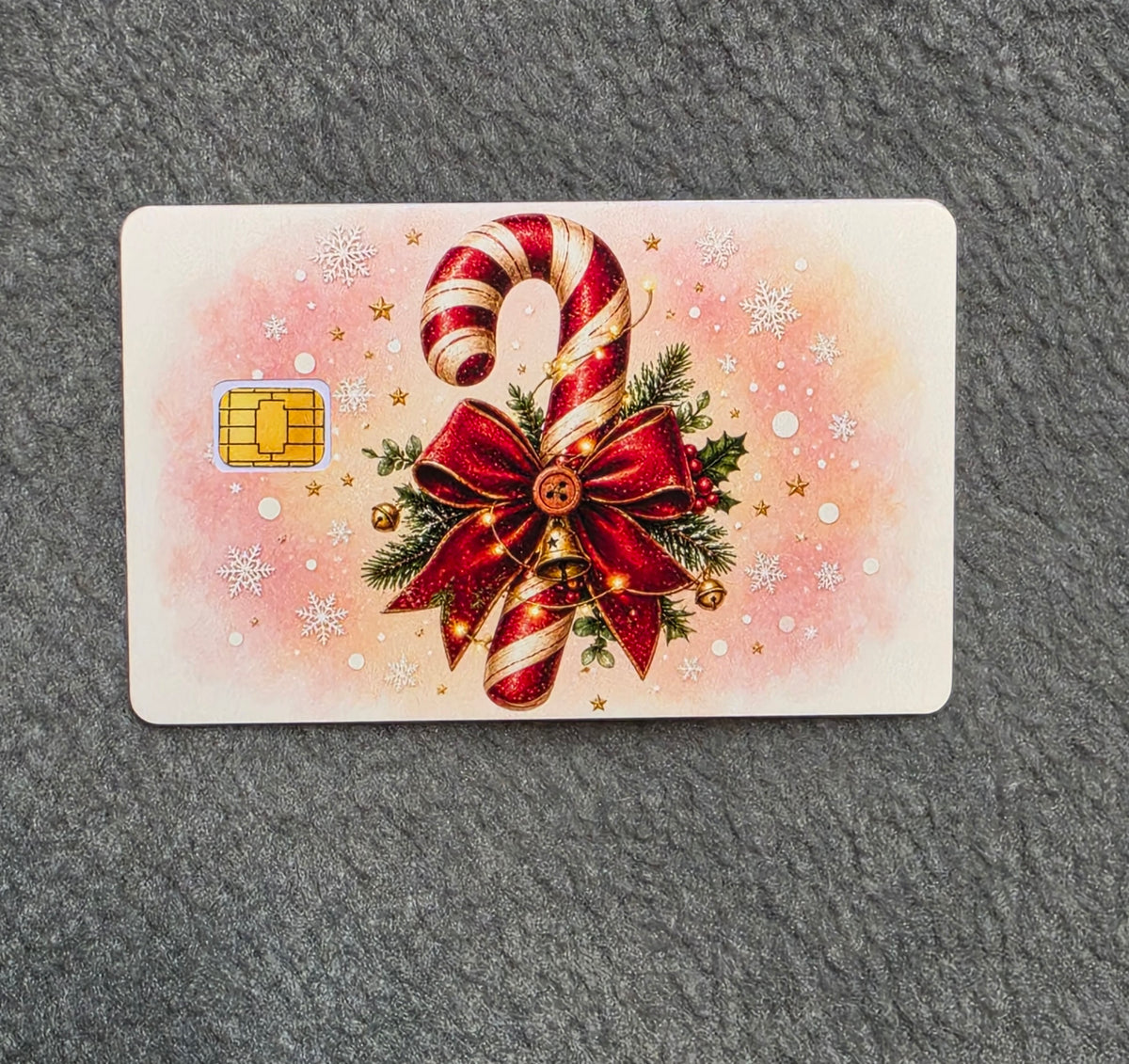 Candy Cane Card Protector Sticker, Overlay, Decorative Only
