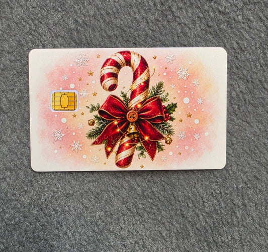 Candy Cane Card Protector Sticker, Overlay, Decorative Only