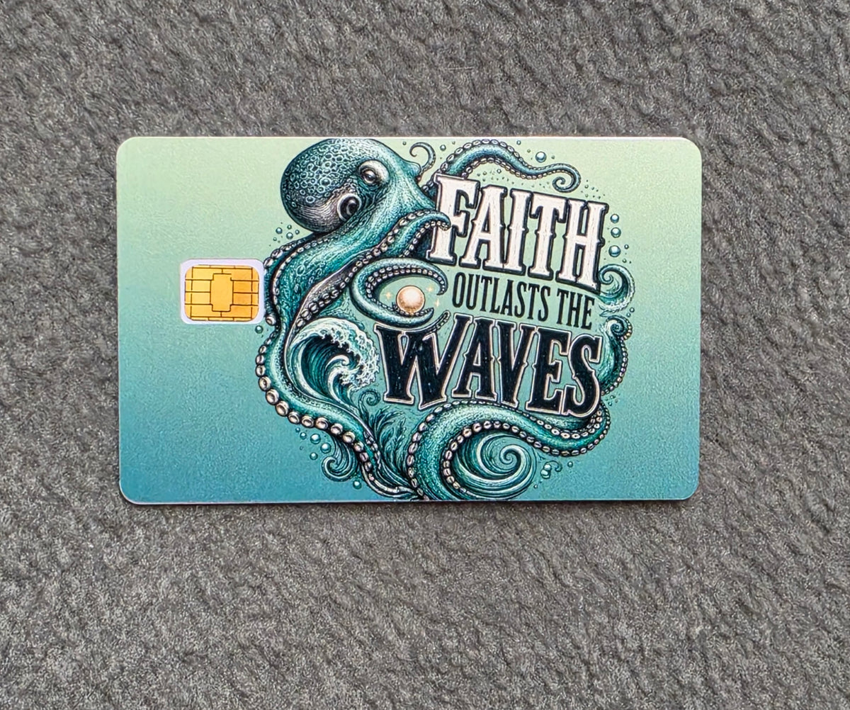 Faith Outlasts Waves Card Protector Sticker, Overlay, Decorative Only