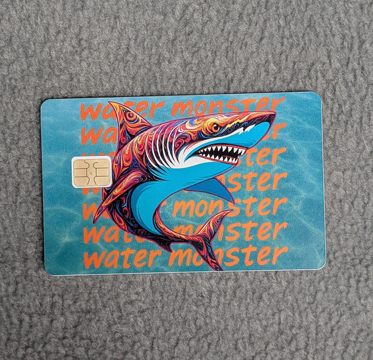 Water Monster Shark Card Protector Sticker, Overlay, Decorative Only