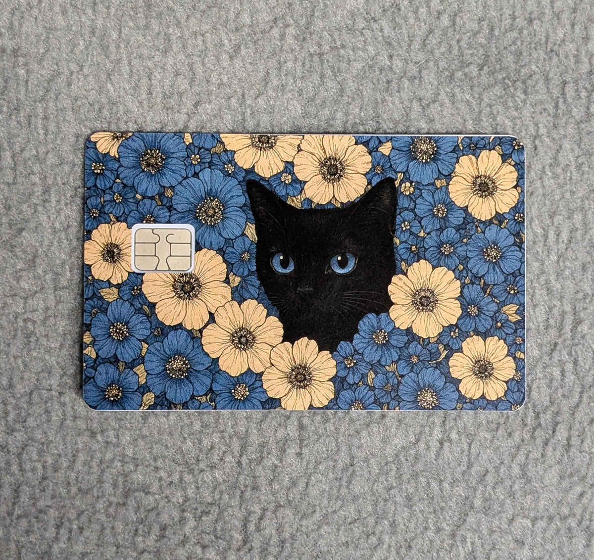 Mew Mew in the Blue Flowers Card Protector Sticker, Overlay, Decorative Only