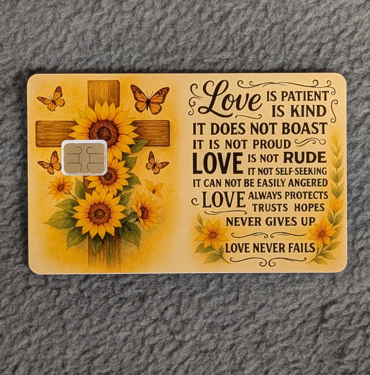 Love is Patient  Card Protector Sticker, Overlay, Decorative Only