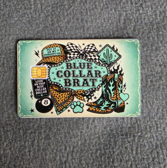 Blue Collar Brat Card Protector Sticker, Overlay, Decorative Only