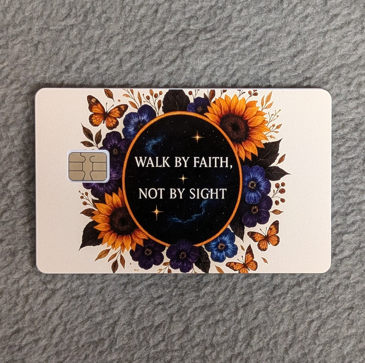 Walk by Faith Card Protector Sticker, Overlay, Decorative Only