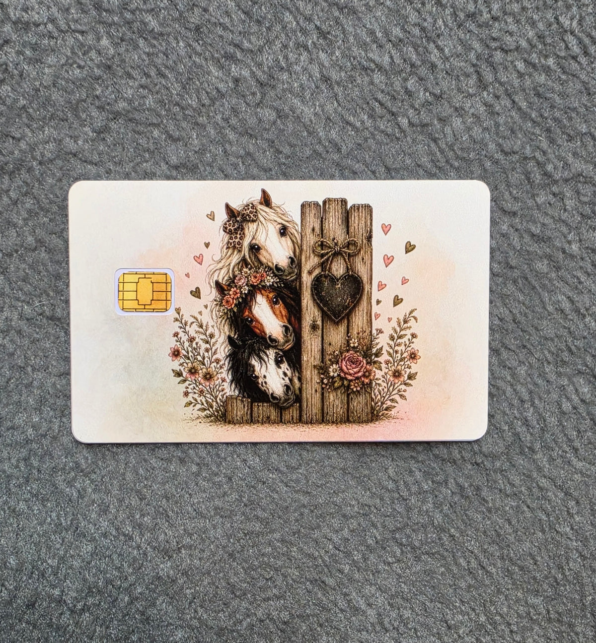 Horse Trio Card Protector Sticker, Overlay, Decorative Only