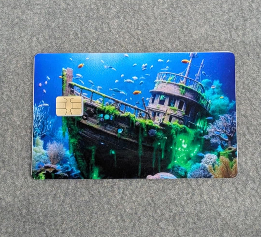 Underwater Ship Card Protector Sticker, Overlay, Decorative Only