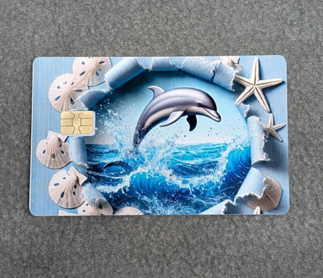 Sand Dollar Dolphin Card Protector Sticker, Overlay, Decorative Only