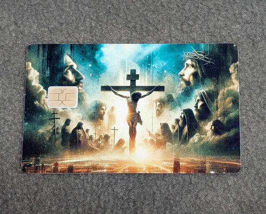 Crucifixion Card Protector Sticker, Overlay, Decorative Only