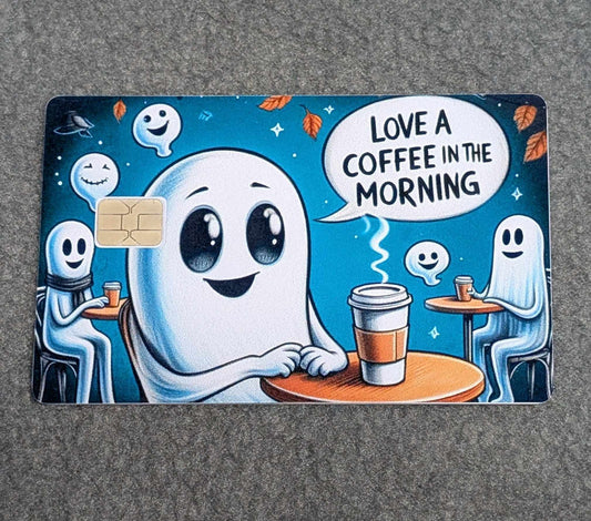 Ghost Coffee Card Protector Sticker, Overlay, Decorative Only