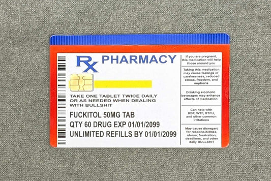 Rx funny Card Protector Sticker, Overlay, Decorative Only