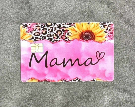 Pink MAMA Card Protector Sticker, Overlay, Decorative Only