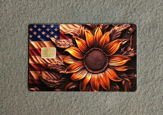 Rustic American Flower Card Protector Sticker, Overlay, Decorative Only