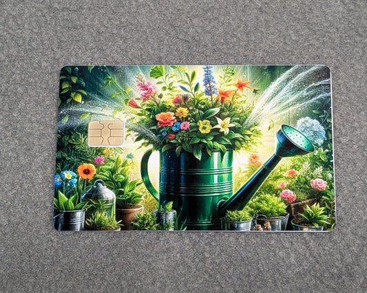 Garden Watering Can Card Protector Sticker, Overlay, Decorative Only