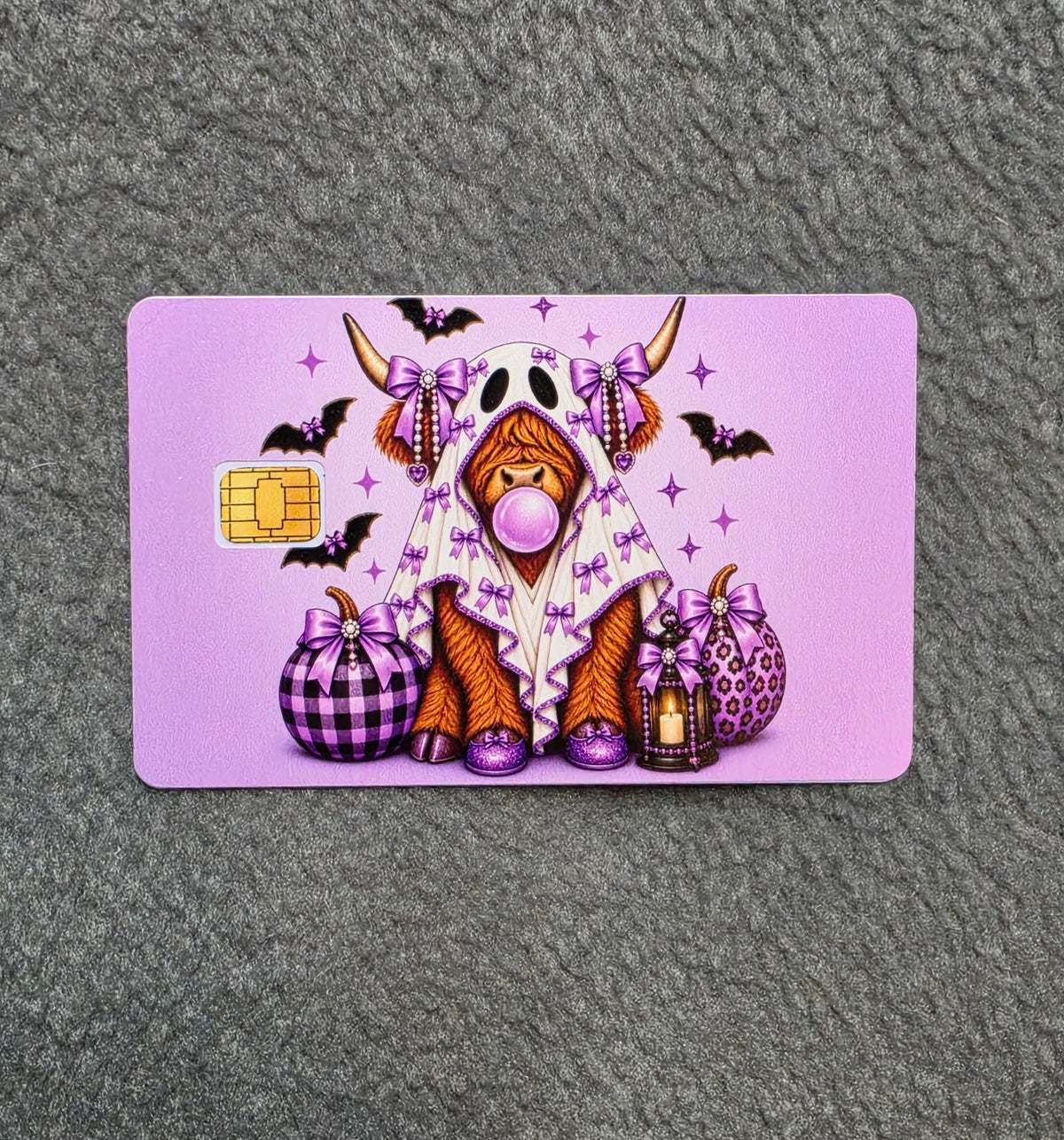 Purple Boo Moo Card Protector Sticker, Overlay, Decorative Only