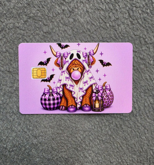 Purple Boo Moo Card Protector Sticker, Overlay, Decorative Only
