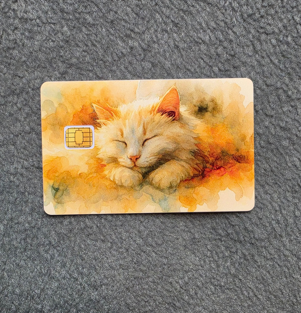 Elegant Sleeping Kitty Card Protector Sticker, Overlay, Decorative Only