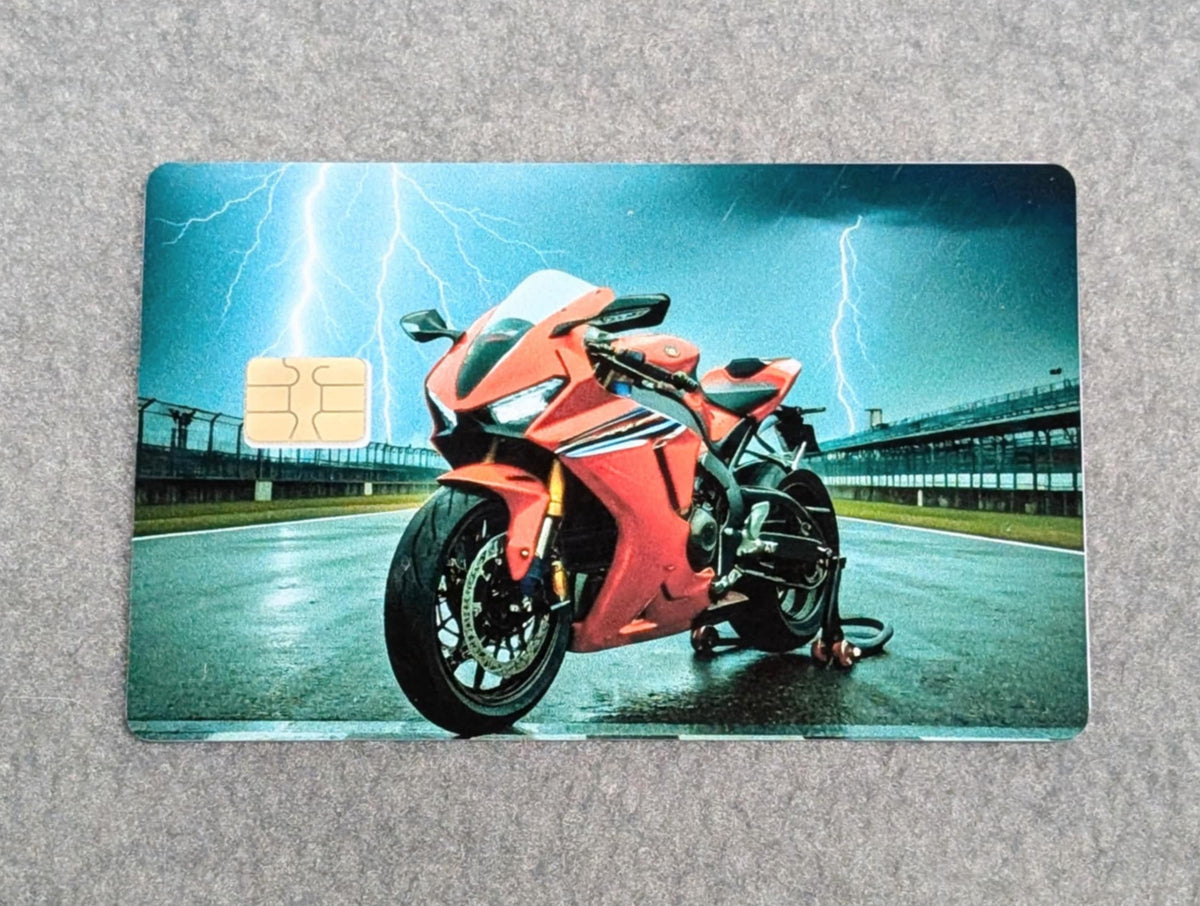 Red Lightening Card Protector Sticker, Overlay, Decorative Only