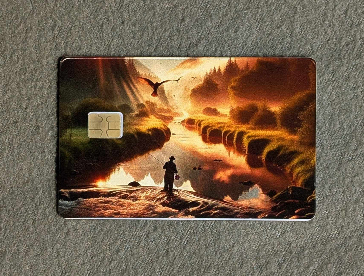 Fly Fishing Valley Card Protector Sticker, Overlay, Decorative Only