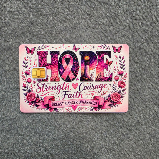 Hope Breast Cancer Card Protector Sticker, Overlay, Decorative Only
