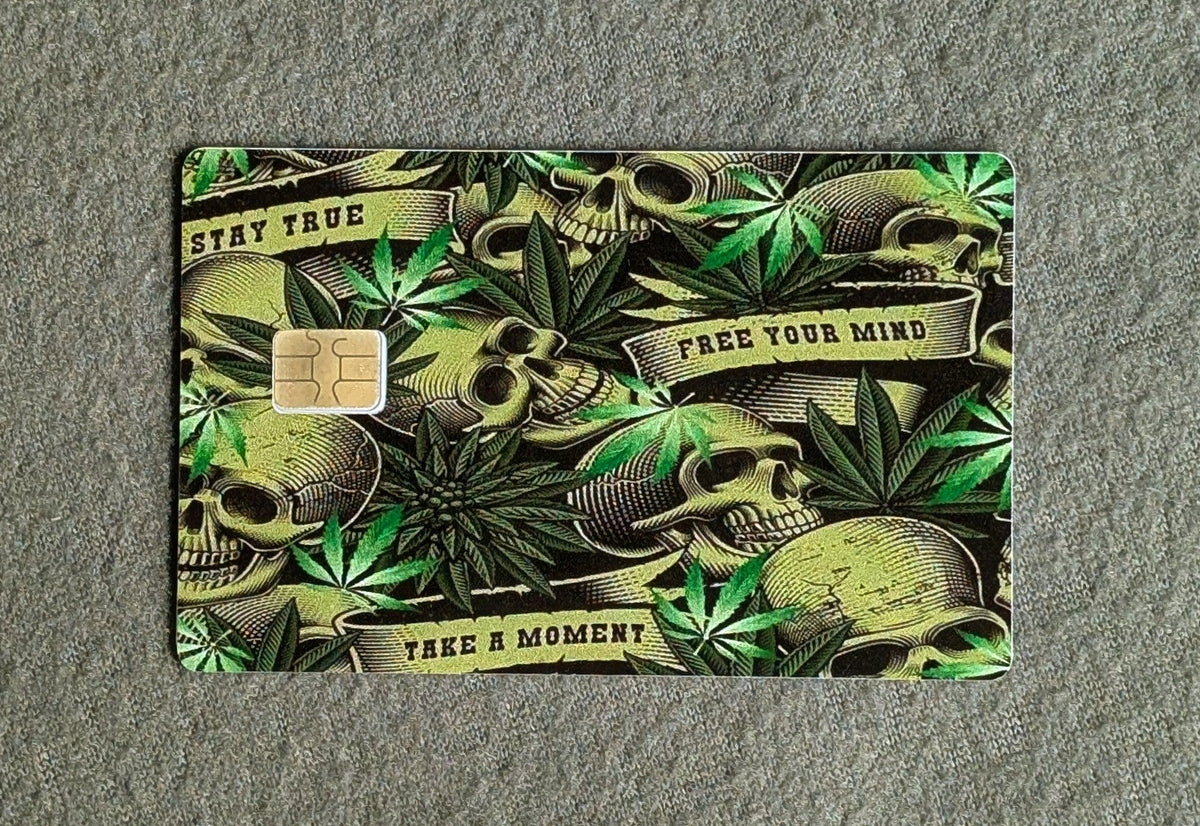 Green Skull Card Protector Sticker, Overlay, Decorative Only