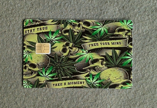 Green Skull Card Protector Sticker, Overlay, Decorative Only