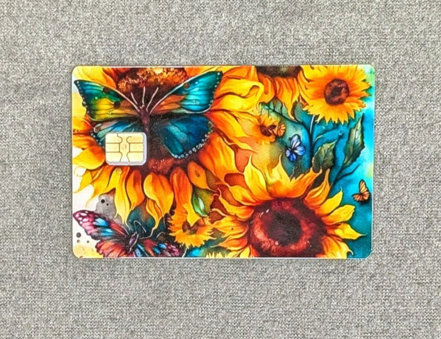 Sunflower Butterfly Card Protector Sticker, Overlay, Decorative Only