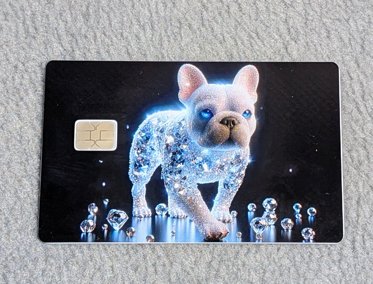 Diamond Frenchie Card Protector Sticker, Overlay, Decorative Only