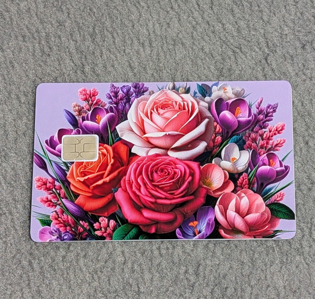 Bright red Bouquet Card Protector Sticker, Overlay, Decorative Only