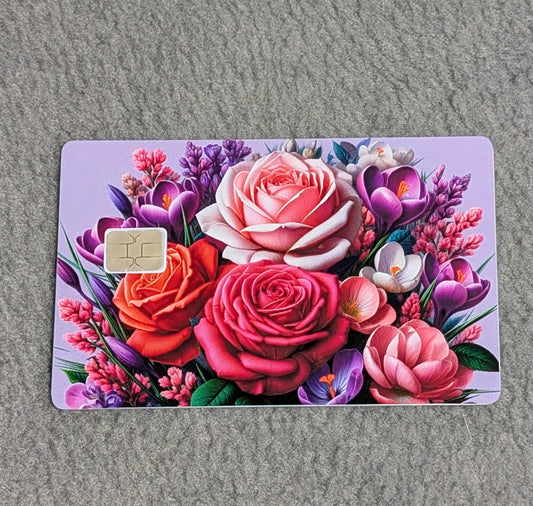 Bright red Bouquet Card Protector Sticker, Overlay, Decorative Only