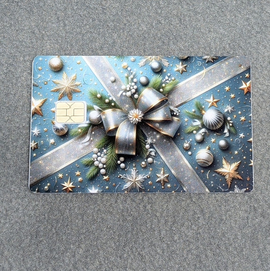 Blue Present Card Protector Sticker, Overlay, Decorative Only